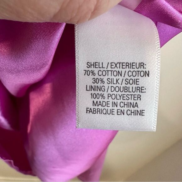 T Tahari Purple Silk, Cotton Blend Empire Waist Braided Strap Sleeveless Dress - Picture 7 of 8